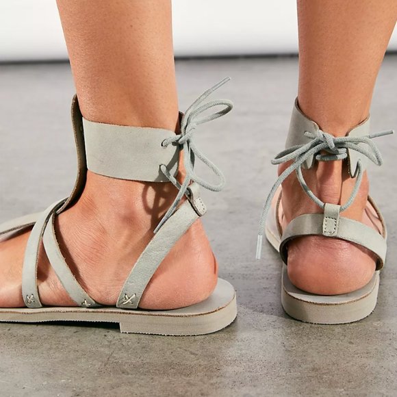 Earthy Blue Free People Vacation Day Wrap Sandals in Sky - Picture 3 of 17